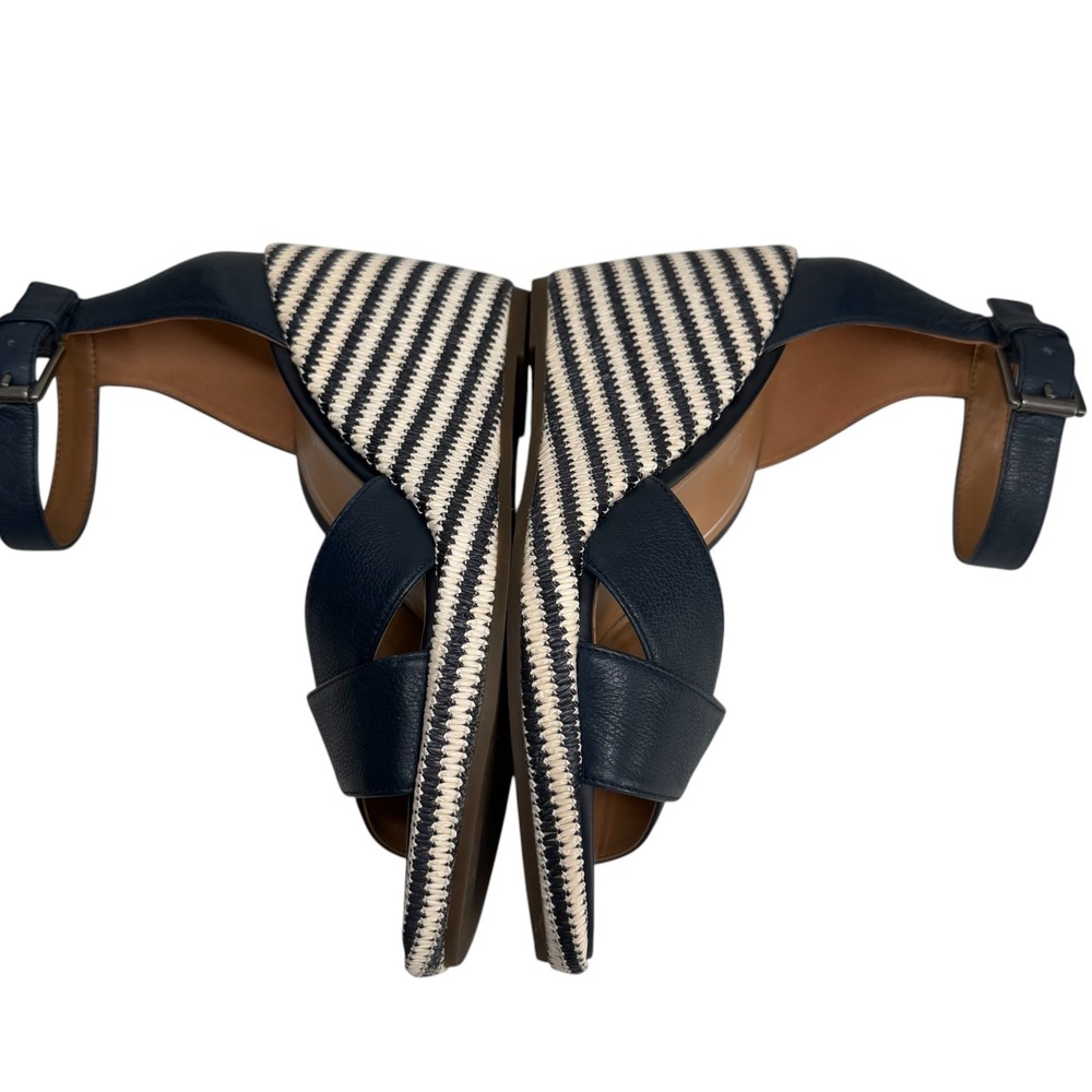 Vionic Marina Wedge Sandals Womens 8 Navy Blue Striped Adjustable Ankle Strap - Picture 4 of 10